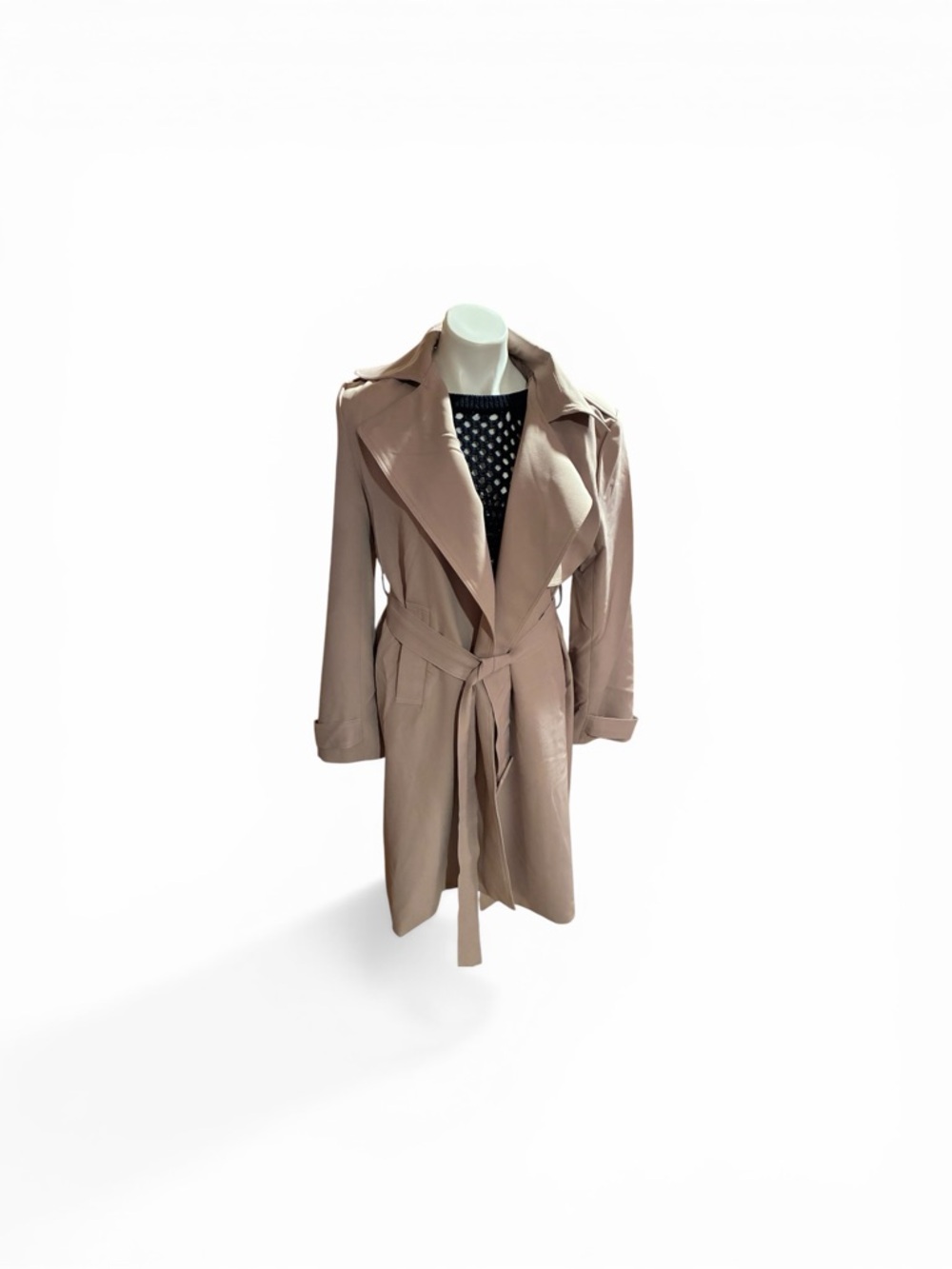Women's Neutral Taupe Belted Trench Coat